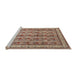 Sideview of Machine Washable Traditional Brown Red Rug, wshtr969