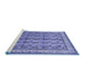 Sideview of Machine Washable Persian Blue Traditional Rug, wshtr969blu