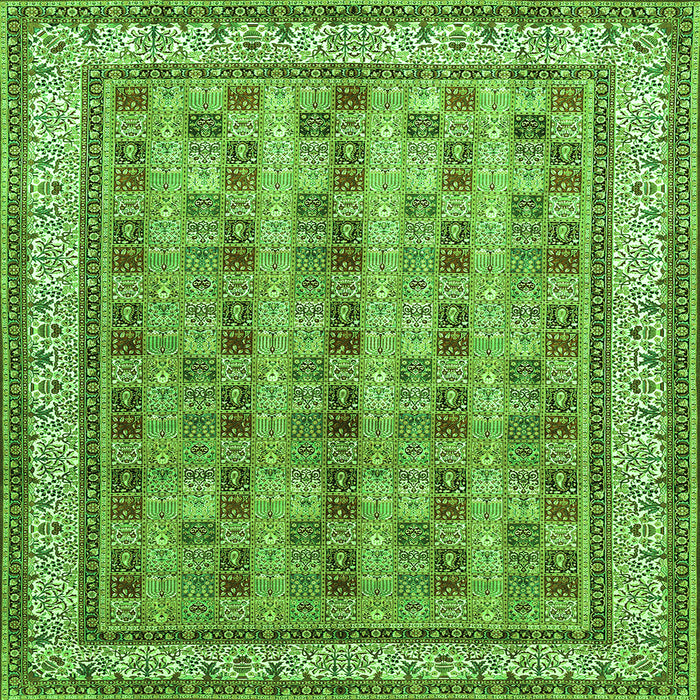 Round Machine Washable Persian Green Traditional Area Rugs, wshtr969grn