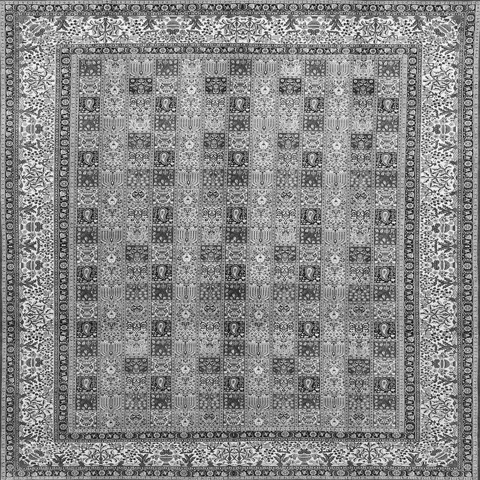 Round Machine Washable Persian Gray Traditional Rug, wshtr969gry