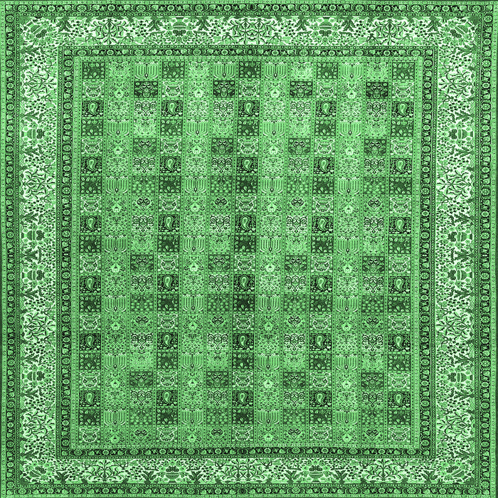 Square Persian Emerald Green Traditional Rug, tr969emgrn