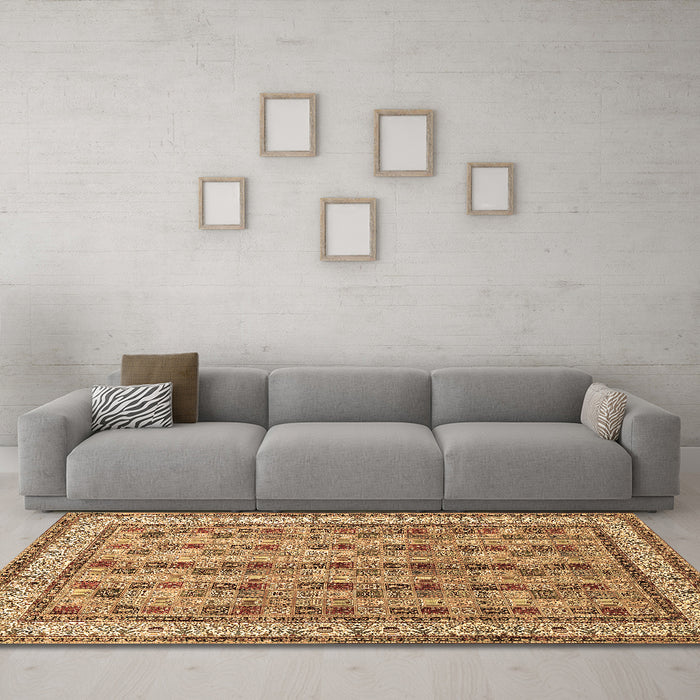 Machine Washable Persian Brown Traditional Rug in a Living Room,, wshtr969brn