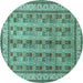 Round Machine Washable Persian Turquoise Traditional Area Rugs, wshtr969turq