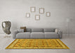 Machine Washable Persian Yellow Traditional Rug in a Living Room, wshtr969yw