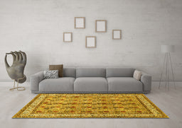 Machine Washable Persian Yellow Traditional Rug in a Living Room, wshtr969yw