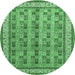 Round Persian Emerald Green Traditional Rug, tr969emgrn