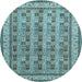 Round Machine Washable Persian Light Blue Traditional Rug, wshtr969lblu