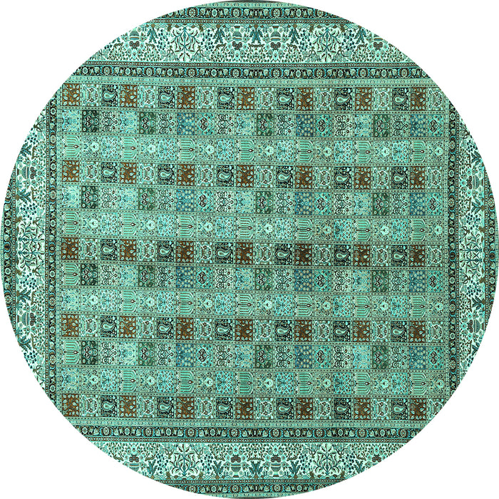 Round Persian Turquoise Traditional Rug, tr969turq