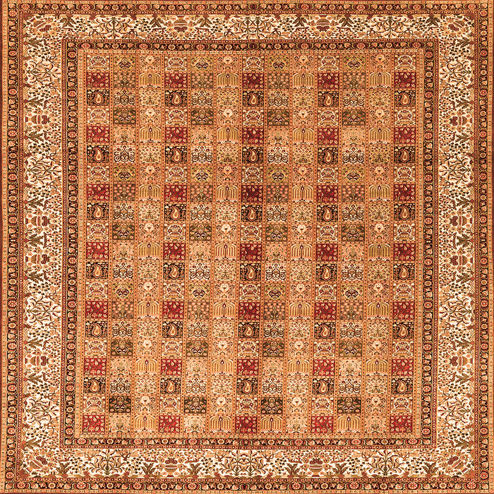 Round Machine Washable Persian Orange Traditional Area Rugs, wshtr969org