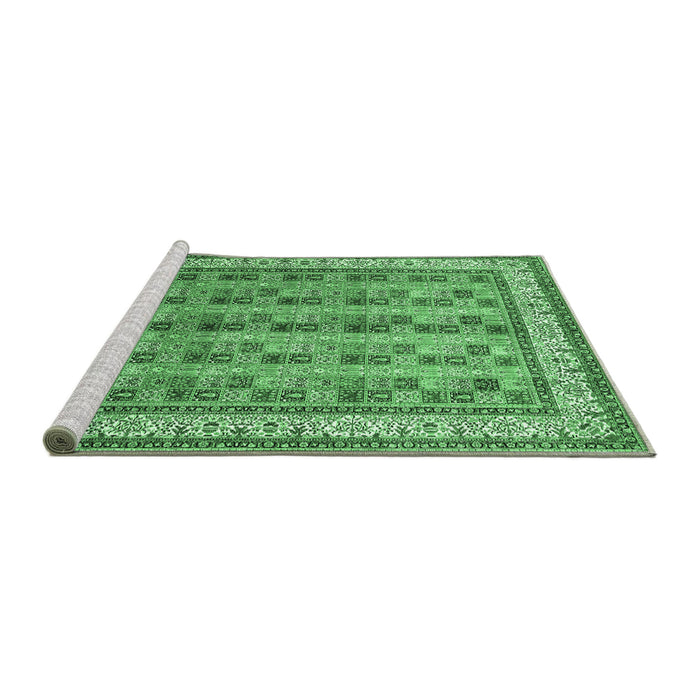 Sideview of Machine Washable Persian Emerald Green Traditional Area Rugs, wshtr969emgrn