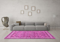 Machine Washable Persian Pink Traditional Rug, wshtr969pnk