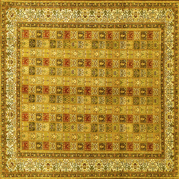Square Machine Washable Persian Yellow Traditional Rug, wshtr969yw