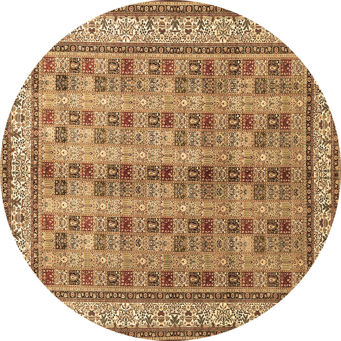 Round Persian Brown Traditional Rug, tr969brn