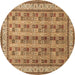 Round Persian Brown Traditional Rug, tr969brn