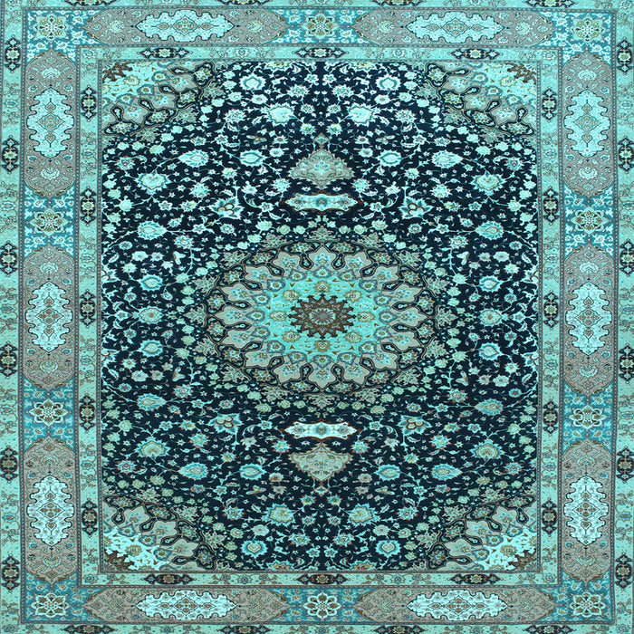 Square Medallion Light Blue Traditional Rug, tr96lblu