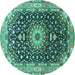 Round Medallion Turquoise Traditional Rug, tr96turq