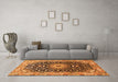 Machine Washable Medallion Orange Traditional Area Rugs in a Living Room, wshtr96org