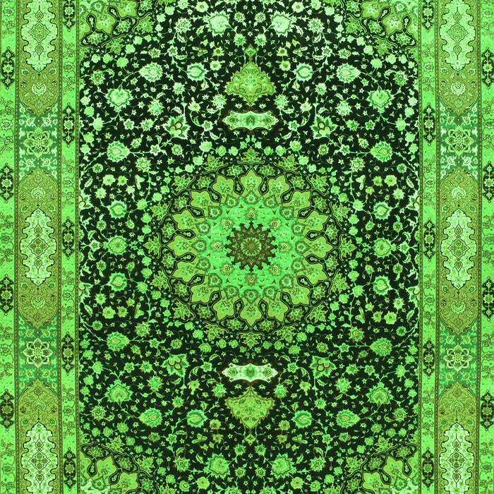 Serging Thickness of Machine Washable Medallion Green Traditional Area Rugs, wshtr96grn