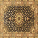 Square Machine Washable Medallion Brown Traditional Rug, wshtr96brn