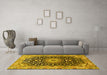 Machine Washable Medallion Yellow Traditional Rug in a Living Room, wshtr96yw