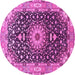 Round Machine Washable Medallion Pink Traditional Rug, wshtr96pnk