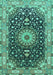 Machine Washable Medallion Turquoise Traditional Area Rugs, wshtr96turq