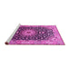 Sideview of Machine Washable Medallion Pink Traditional Rug, wshtr96pnk