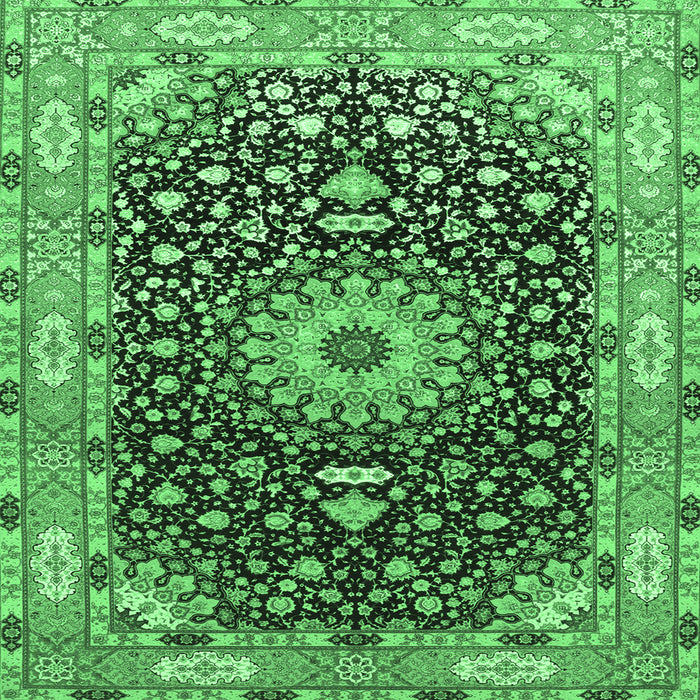 Square Medallion Emerald Green Traditional Rug, tr96emgrn
