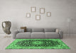 Machine Washable Medallion Emerald Green Traditional Area Rugs in a Living Room,, wshtr96emgrn