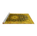 Sideview of Machine Washable Medallion Yellow Traditional Rug, wshtr96yw