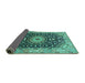 Sideview of Medallion Turquoise Traditional Rug, tr96turq