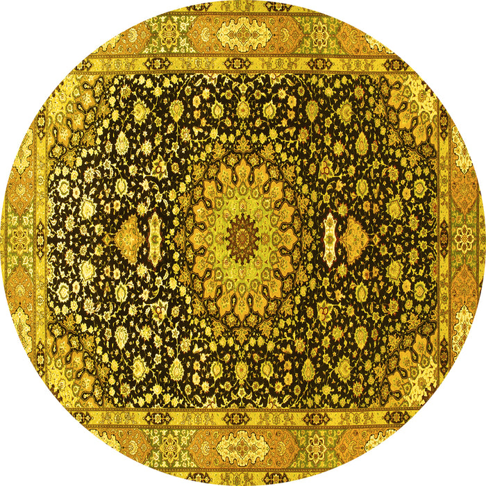 Round Medallion Yellow Traditional Rug, tr96yw