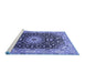 Sideview of Machine Washable Medallion Blue Traditional Rug, wshtr96blu