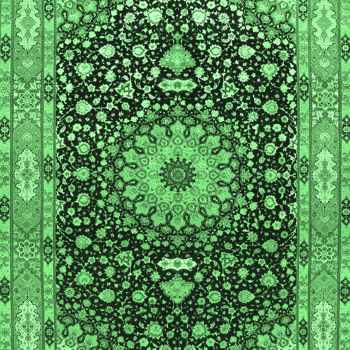 Machine Washable Medallion Emerald Green Traditional Area Rugs, wshtr96emgrn