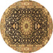 Round Medallion Brown Traditional Rug, tr96brn