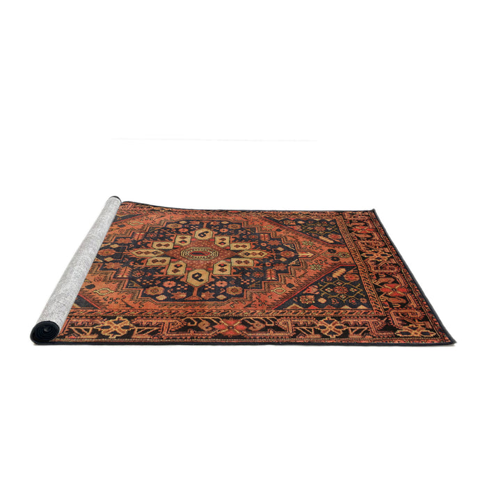Sideview of Machine Washable Traditional Vermilion Red Rug, wshtr97