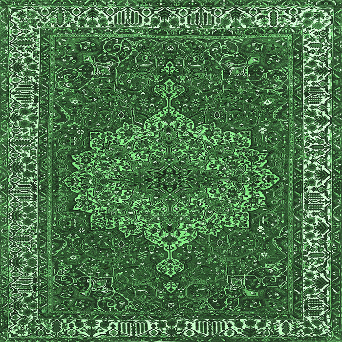 Square Persian Emerald Green Traditional Rug, tr970emgrn