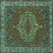 Square Persian Turquoise Traditional Rug, tr970turq
