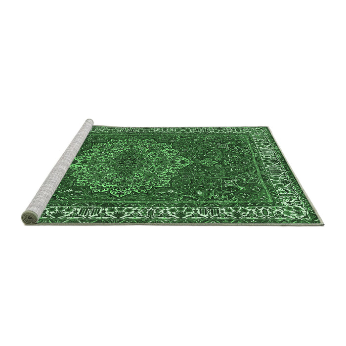 Sideview of Machine Washable Persian Emerald Green Traditional Area Rugs, wshtr970emgrn