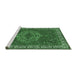 Sideview of Machine Washable Persian Emerald Green Traditional Area Rugs, wshtr970emgrn