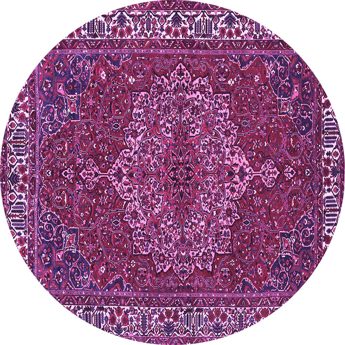 Round Machine Washable Persian Purple Traditional Area Rugs, wshtr970pur