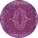 Round Machine Washable Persian Purple Traditional Area Rugs, wshtr970pur