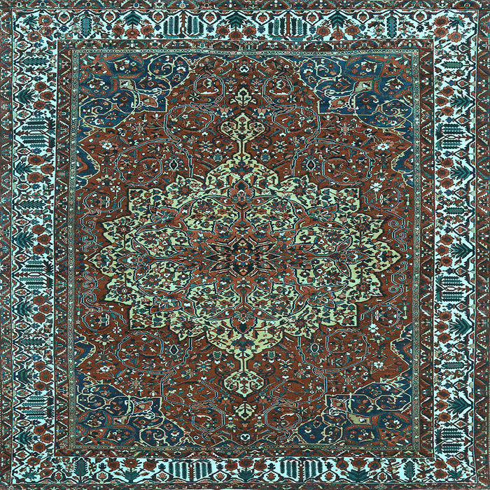 Square Machine Washable Persian Light Blue Traditional Rug, wshtr970lblu