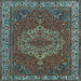 Square Machine Washable Persian Light Blue Traditional Rug, wshtr970lblu