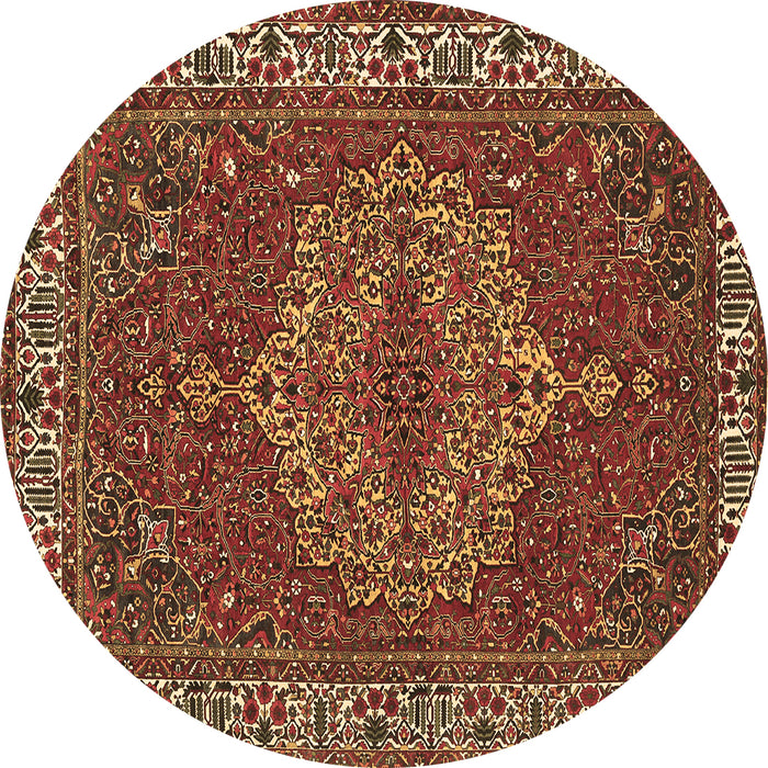 Round Machine Washable Persian Brown Traditional Rug, wshtr970brn