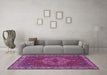 Machine Washable Persian Purple Traditional Area Rugs in a Living Room, wshtr970pur