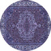 Round Machine Washable Persian Blue Traditional Rug, wshtr970blu