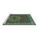 Sideview of Machine Washable Persian Turquoise Traditional Area Rugs, wshtr970turq
