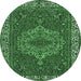 Round Persian Emerald Green Traditional Rug, tr970emgrn