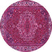 Round Machine Washable Persian Pink Traditional Rug, wshtr970pnk